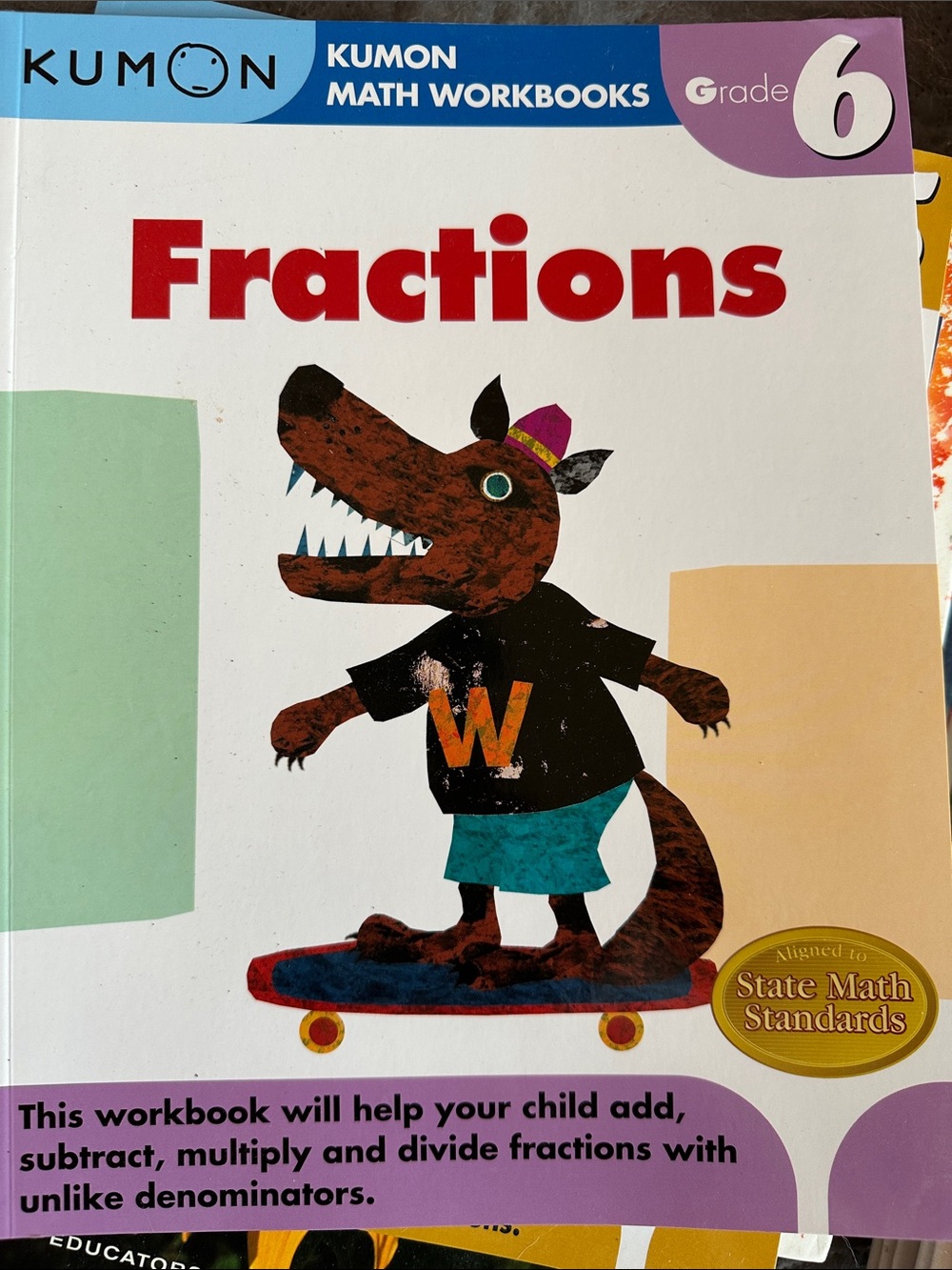 Grade 6 Fractions Workbook - Red & Teal Cover